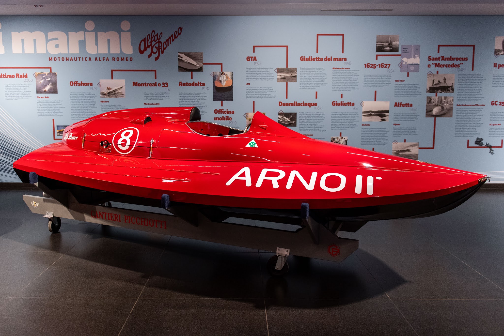 В музее Alfa Romeo представлена серия лодок